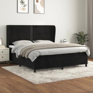 vidaXL Boxspringbett mit Matratze Schwarz 160x200 cm Samt 3129161