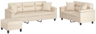 vidaXL 3-tlg. Sofagarnitur mit Kissen Beige Mikrofasergewebe 3202361