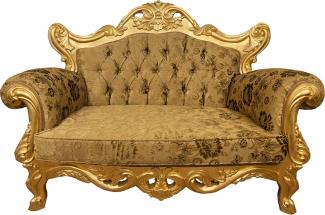 Pompöös by Casa Padrino Luxus Barock 2er Sofa Gold Bouquet Muster / Gold - Pompööses Barock Sofa designed by Harald Glööckler