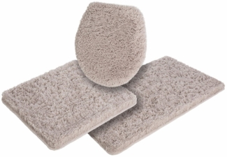 Möve Badematte Superwuschel, Badvorleger, Badezimmer Teppich, Höhe 40 mm, rutschhemmend beschichtet, fußbodenheizungsgeeignet, schnell trocknend, strapazierfähig, Polyester, rechteckig, 3-tlg. Hänge-WC Set, Mikrofaser-Badematte, Badteppich, rechteckig,...