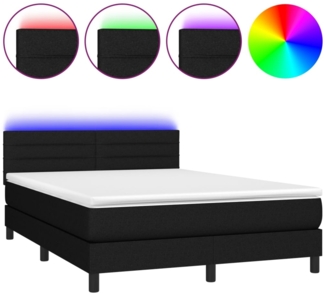 vidaXL Boxspringbett mit Matratze & LED Schwarz 140x200 cm Stoff 3133239