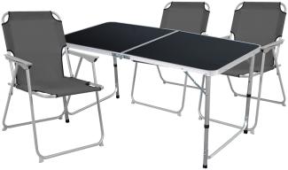 4-teiliges Campingmöbel Set Black Alu 120x60x58/70cm Anthrazit