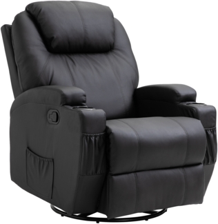 Massagesessel, elektrisch 165° neigbar 5 Massage-Modi Fußstütze mit Fernbedienung Fernsehsessel, Kunstleder, Schwarz, 84 x 92 x 109 cm