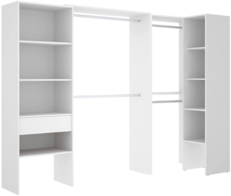 Dmora Großer Kleiderschrank Florita, Schlafzimmermöbel, Schrank, Garderobe, 248x79 h187 cm, Weiß