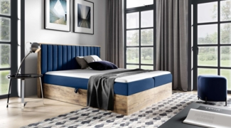 99rooms Arizona Boxspringbett 120x200 cm Velours MONOLITH Dunkelblau