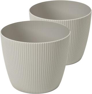 Tymar Blumentopf, 2er-Pack, Runde Form, Übertopf ((2pack) Beige, ø 30 cm)