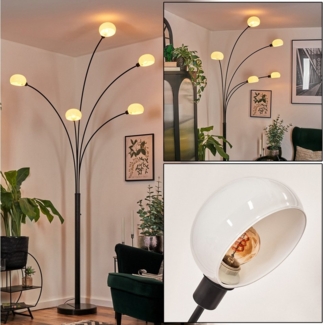 hofstein Stehlampe Stehlampe aus Metall in Schwarz/Weiß im Retro/Vintage-Design, verstellbare Stehleuchte mit Marmorfuß und Schalter am Gehäuse, E14