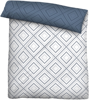 Traumhaft schlafen - Castell - Markenbettwäsche Baumwoll Renforce Bettwäsche 0040786 RAUTE, blau, 1x 155x220 cm + 1x 80x80 cm