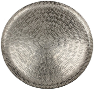 Macosa Home Dekotablett Silber Metall gehämmert 30 cm Tablett Dekoschale Schale (Dekoratives Tablett im modernen Stil, Dekoteller rund 30 cm Wohnzimmerdeko), Tablett rund Metall Silber gehämmert Dekoschale Deko-Tablett