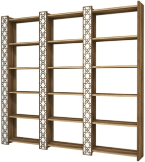 Dmora Bücherregal Vele, Büroregal, Mobiler Buchhalter, Bücherbrett, 185x24h170 cm, Walnuss und Weiß