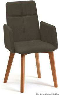 Armlehnstuhl (8er-Set) Dardana 52x92x60 Eiche geölt/Khaki