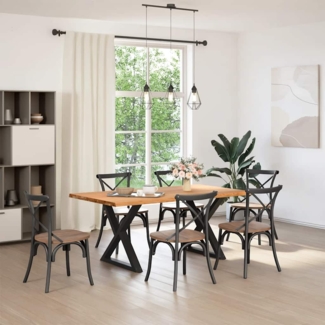 vidaXL Esstisch mit Baumkanten Hellbraun 180x100x74cm Massivholz Eiche 3304464