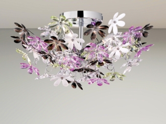 Reality Leuchten LED Deckenleuchte, Dimmfunktion, LED wechselbar, Warmweiß, ausgefallene Designer-lampe mit Blüten, Ankleidezimmer, Galerie Ø 51cm