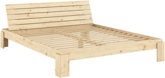 Massivholzbett Doppelbett LAYERS BED HEADBOARD Stauraumbett 180 x 200 Kiefer natur