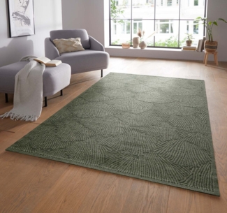 TaraCarpet Teppich In und Outdoorteppich Ginko auch für Wohnzimmer Küche und Esszimmer, rechteckig, Höhe: 5 mm, Hochwertiger In und Outdoorteppich Ginkoblatt grün 140x200