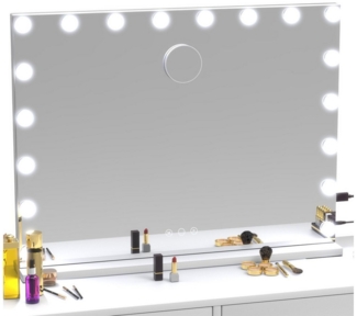 LOVONLIVE Schminkspiegel Hollywood Spiegel mit LED, Bluetooth, Touch & 10x Vergrößerung (Schminkspiegel-Set mit LED, Bluetooth, Touch und 10x Vergrößerung, Inkl. LED-Spiegel, Vergrößerungsspiegel,Adapter,USB-Kabel&Zubehör), 3 Lichtfarben dimmbar, Bluet...