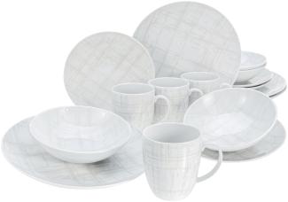 CreaTable 25866 Kombiservice Shabby Chic für 4 Personen, Porzellan, weiß (1 Set, 16-teilig)