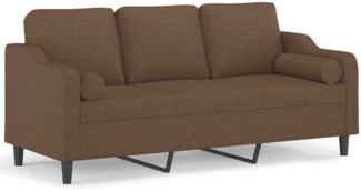vidaXL 3-Sitzer-Sofa mit Zierkissen Braun 180 cm Stoff 3200856