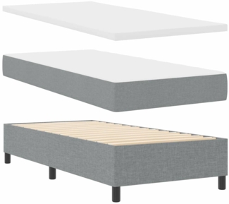 vidaXL Boxspringbett mit Matratze Hellgrau 100 x 200 cm Stoff 3344044