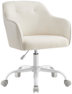 Songmics Schreibtischstuhl, höhenverstellbar, bis 110 kg belastbar, atmungsaktiver Sherpa-Stoff und PU cappuccinobeige, 64x64 x (83-93) cm