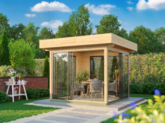 Fjordholz Glaspavillon Alu 44 A Schwedenrot