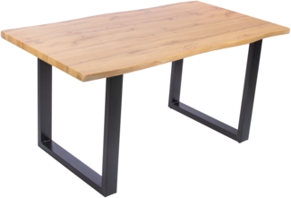 Esstisch Baumkante Holz-Optik Wildeiche 160 x 85 U-Gestell schwarz JOSY 142463995