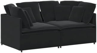 vidaXL Modulares Sofa mit Kissen Samt Schwarz 3321254