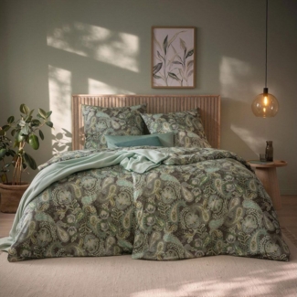 Estella Mako Jersey Bettwäsche 135x200 Elisabeth oliv Paisley grün 6392-540