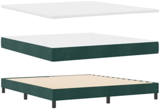 vidaXL Boxspringbett mit Matratze Dunkelgrau 80x200 cm Samt Dunkelgrün 3340349