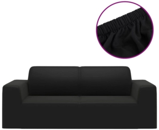 vidaXL Stretch Sofahusse 2-Sitzer Schwarz Polyester-Jersey 332933