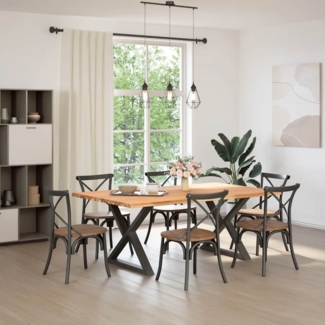 vidaXL Esstisch mit Baumkanten 200 x 120 x 74 cm Massivholz Eiche 3305043