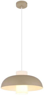 Hängeleuchte, sandfarben matt, Glas opal, D 38 cm