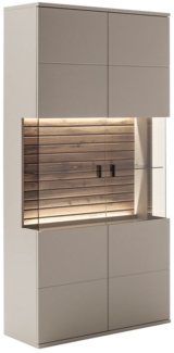 Lomadox Vitrine LIEZEN-05 grau mit Eiche, Glasfront, inkl. Beleuchtung