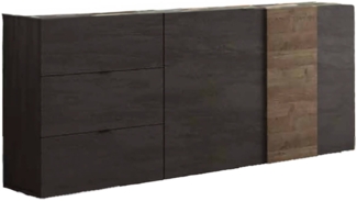 Dmora Fernsehschrank Sidr, TV-Ständer für das Wohnzimmer, Niedriges Sideboard, TV-Ständer, Made in Italy, 181x44 h59 cm, Schiefer und Nussbaum