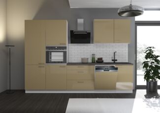Küche Lara Cappuccino hochglanz 310 Küchenzeile Einbauküche Singleküche