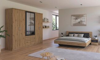 rauch Schlafzimmer-Set Komplettschlafzimmer Schlafzimmer BURANO mit Schrank in 3 Breiten, (Set, 4-tlg), Bett 180x200 cm und 2 Nachttischen MADE IN GERMANY