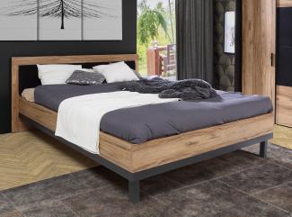 FORTE Dalate Bett, Holzwerkstoff, Braun/Schwarz, 181,6 x 98,5 x 211 cm