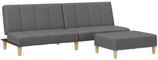 vidaXL Schlafsofa 2-Sitzer mit Fußhocker Dunkelgrau Stoff 3258139