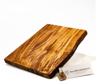 dasOlivenholzbrett Schneidebrett Schneidebrett aus Olivenholz, mit einer Seite Rinde, massiv, Olivenholz4030