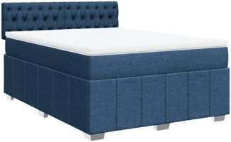 vidaXL Boxspringbett mit Matratze Blau 140x190 cm Stoff 3287076