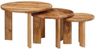 vidaXL Nesting-Couchtische 3 pcs Braun Massivholz Mango 4104654