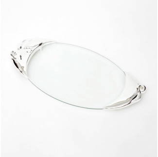 Brillibrum Servierplatte Servierplatte Glas Schweineplatte Versilbert Tablett Schwein