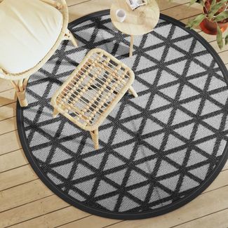 vidaXL Outdoor-Teppich ARAKIL Schwarz Ø160 cm PP 368463