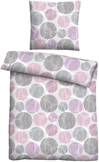 Traumhaft schlafen - Castell - Markenbettwäsche Thermo-Fleece Bettwäsche 0360445 KREISE, brombeer, 1x 135x200 cm + 1x 80x80 cm