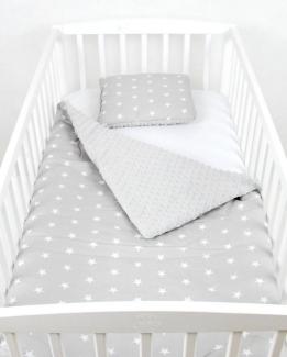 BabyLux 'Minky Stern' Krabbeldecke 75x100 cm mit Kissen, grau