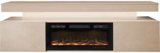 TV-Lowboard EF 2D Glossa Bis mit Kamin (Farbe: Wüstensand, mit weißer LED-Beleuchtung)