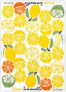 Kracht Küchen Textilien Limoncello|Halbleinen Küchentuch bedruckt 50x70 cm bunt 3er Pack