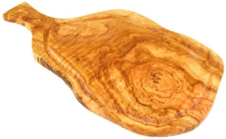 Olivenholz-erleben Schneidebrett Steakbrett Tranchierbrett mit Saftrille / mit Griff / 40-44 cm, (1-St), antibakterielle Wirkung, schnittbeständig
