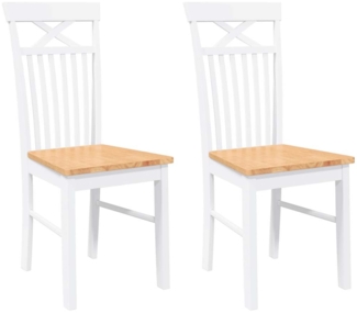 vidaXL Esszimmerstühle 2 Stk. Weiß Massivholz Gummibaum 4102414