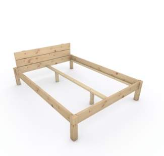 Pfostenbett "metallarm" Zirbe Holzbett "Daybett" 140 x 190cm 38cm Doppelbett
